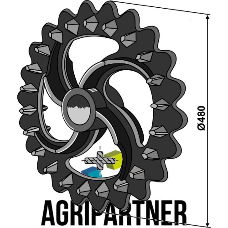 Roue Crosskill 480x86 , pour arbre 60, Dal-Bo 18101, Interchangeable