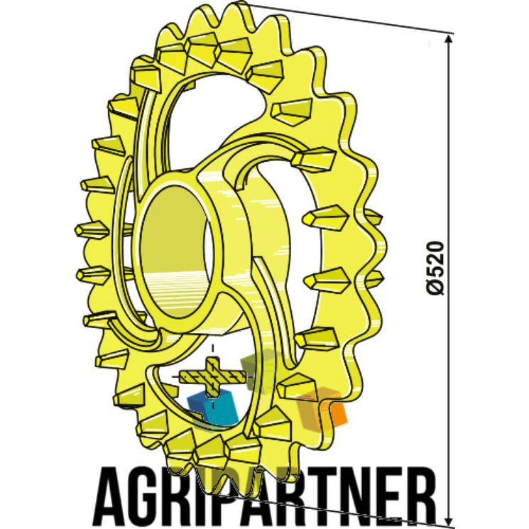 Roue Crosskill 520x85, pour arbre 122, Vaderstad 101107, Interchangeable