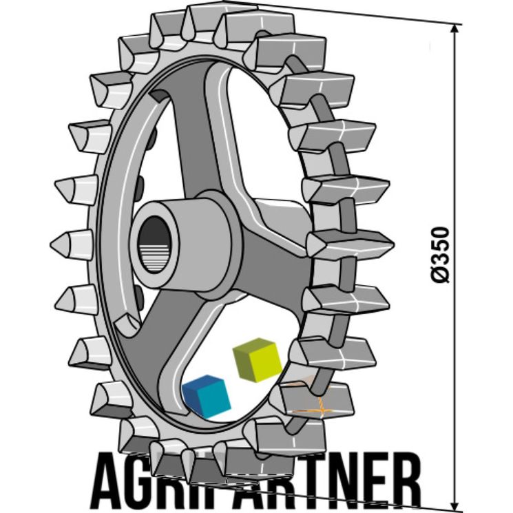 Roue Crosskill 350x60, fonte GGG50, pour arbre 40, Universel