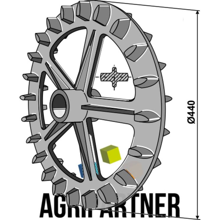 Roue Crosskill 440x80, fonte GGG50, pour arbre 50, Universel