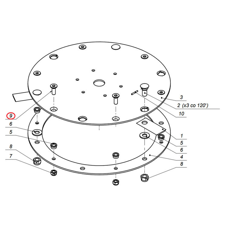 Boulon M12x35 maintien de plateau MZSI-012-003 pour lamier Fischer 3 lames PT3-190, SAMASZ, pièce origine