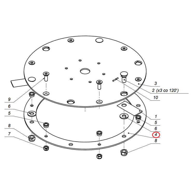 Plateau inférieur 0924.09.03.000 pour lamier Fischer 3 lames PT3-190, SAMASZ, pièce origine