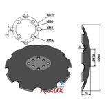 Disque crénelé 560x4 mm, 8 trous, TCS-DIS-537 Agrisem, NIAUX 200