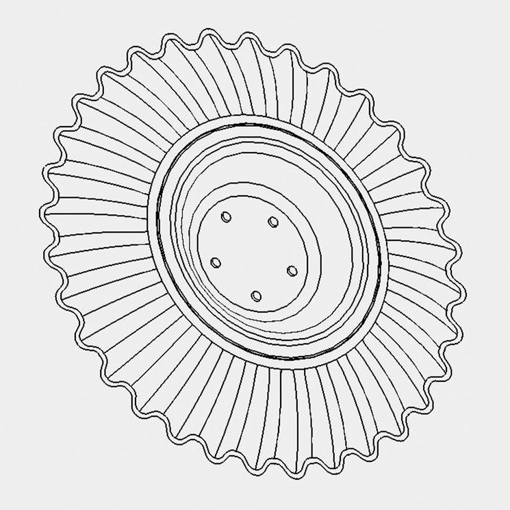 Disque cannelé 570 mm, 5 trous, pour déchaumeur à disques AGRISEM Disc-O-Mulch, DIS-580, pièce origine