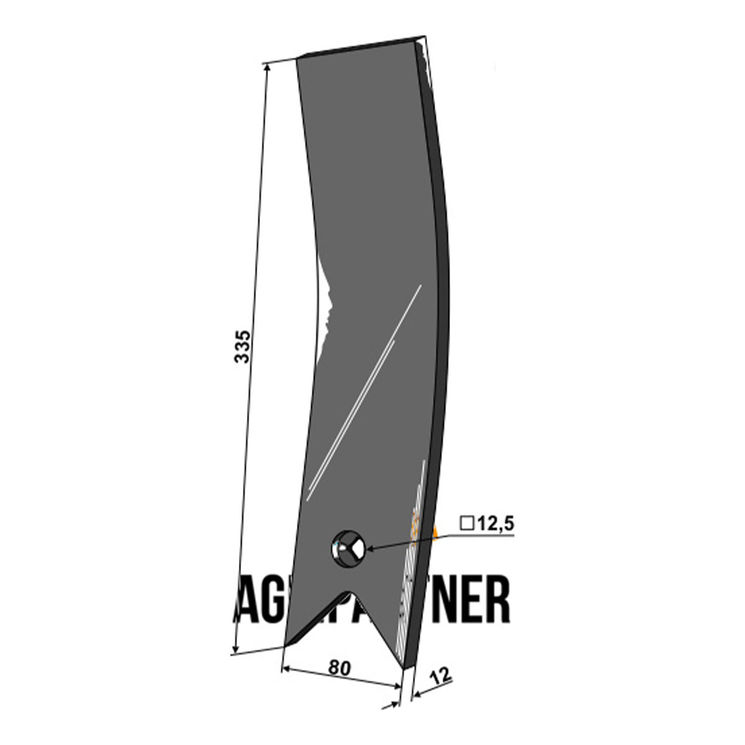 Versoir déflecteur 335x80x12 mm pour dechaumeur à dents AMAZONE Cénius, 78708735, gauche, pièce interchangeable