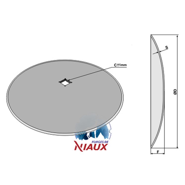 Disque lisse 710x7 mm, carré de 41 mm, pour cover crop, NIAUX 200