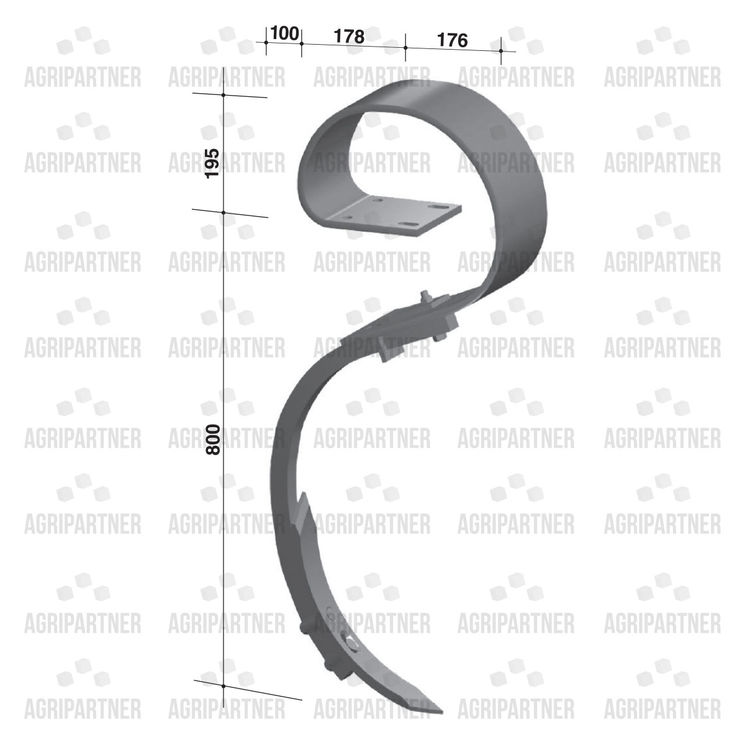 Dent type Gouvyflex, ressort + lame + bride, dégagement de 800 mm, 019020, pièce interchangeable