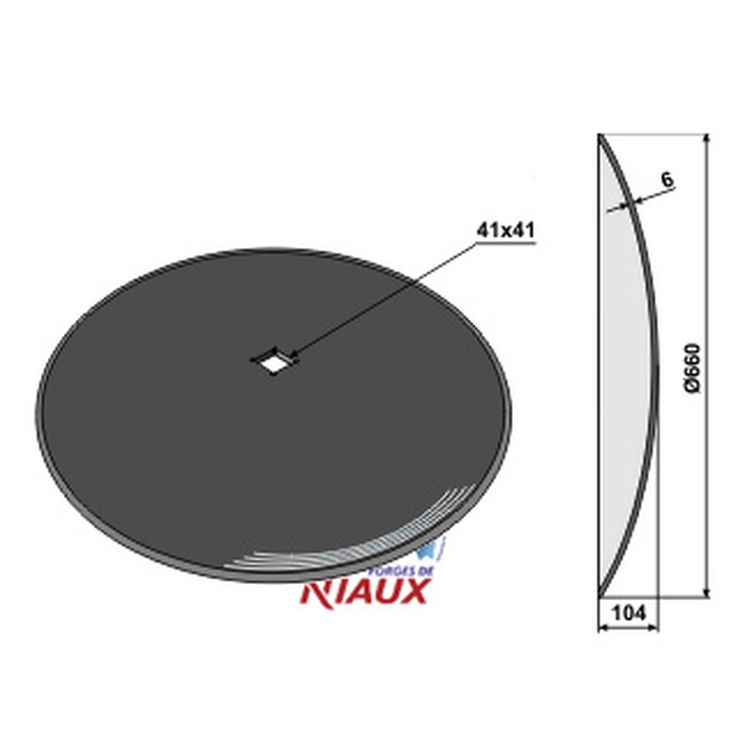 Disque lisse 660x6 mm, carré de 41 mm, 851001098, pour Grégoire & Besson, NIAUX 200