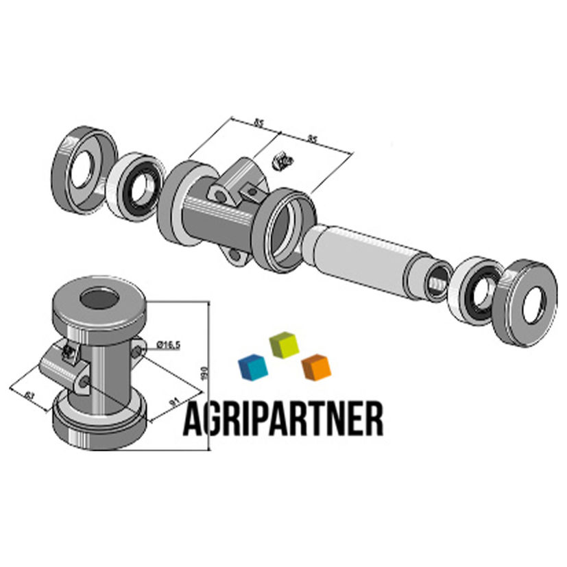 Palier complet pour arbre carré type IV 30x30 mm KVERNELAND CLC, KK121135, pièce interchangeable