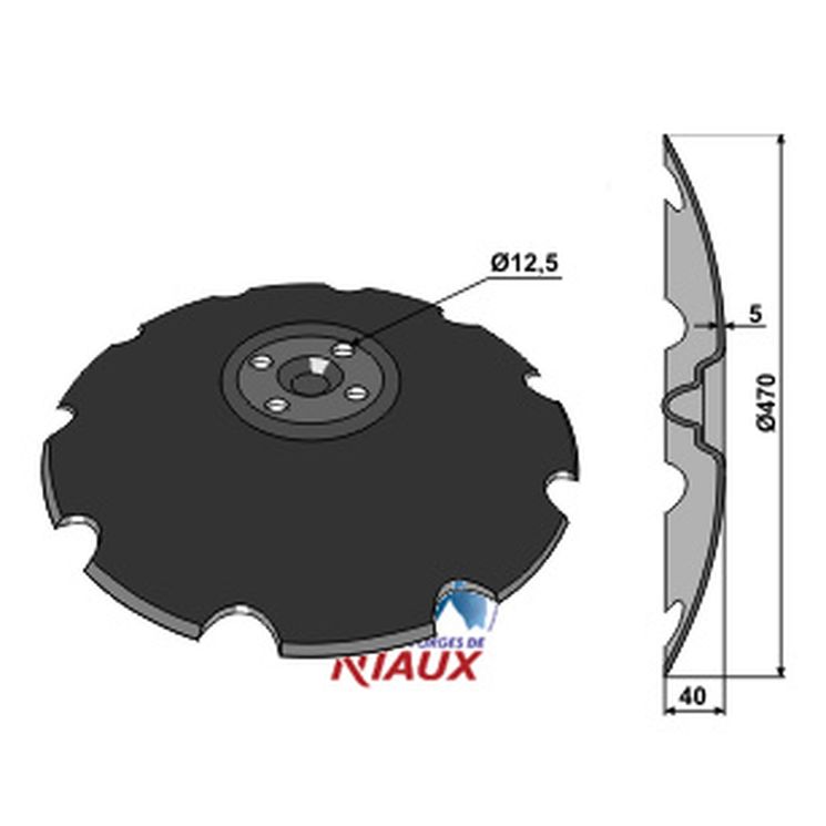 Disque crénelé 470x5 mm, 4 trous, 179857, VADERSTAD Carrier, NIAUX 200