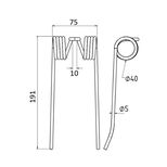 Dent pick-up 191 mm, fil 5 mm, pour presse à balles CLAAS 8214211, 08603510, pièce interchangeable