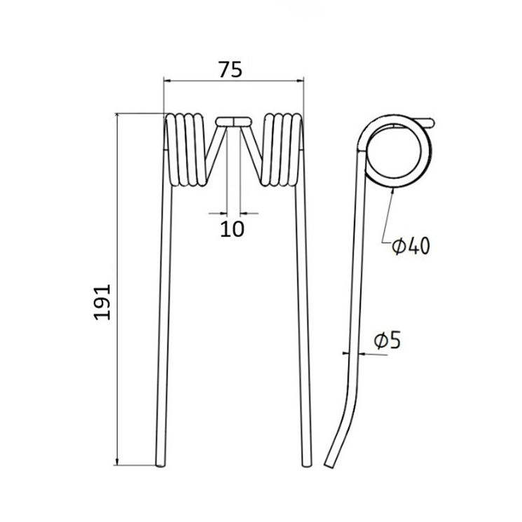 Dent pick-up 191 mm, fil 5 mm, pour presse à balles CLAAS 8214211, 08603510, pièce interchangeable