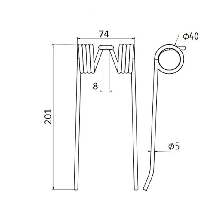 Dent pick-up 201 mm, fil 5 mm, pour presse à balles CLAAS, 8072972, pièce interchangeable