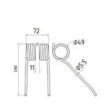 Dent pick-up 190 mm, fil 5,5 mm, pour presse à balles MASSEY FERGUSON, HESSTON, 700716132, pièce interchangeable