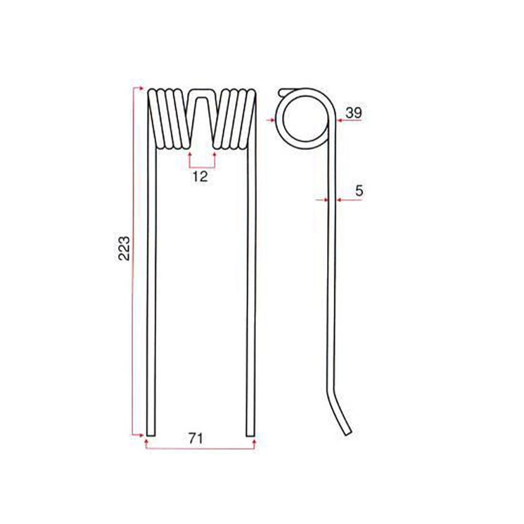 Dent pick-up 223 mm, fil 5 mm, pour presse à balles RIVIERRE-CASALIS, pièce interchangeable