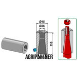 Entretoise à souder 110 mm, Ø45x26x36 mm pour dents de chargeurs 610/680/810 mm Ø36 mm, UNIVERSEL, pièce interchangeable