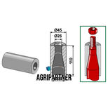 Entretoise à souder 110 mm, Ø45x26x38 mm pour dents de chargeurs 680 mm et 800 mm Ø38 mm, UNIVERSEL, pièce interchangeable