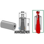 Entretoise à souder 110 mm, Ø50x26x36 mm pour dents avec ergot d´arrêt 600/810 mm Ø36 mm, UNIVERSEL, pièce interchangeable