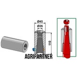 Entretoise à souder 110 mm, Ø45x26x36 mm pour dents avec ergot d´arrêt 600/810 mm Ø36 mm, UNIVERSEL, pièce interchangeable