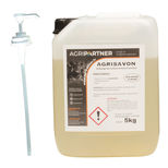 Bidon nettoyant mains et surfaces souillées, AGRISAVON, 5kg + pompe doseuse à main, 81203/5