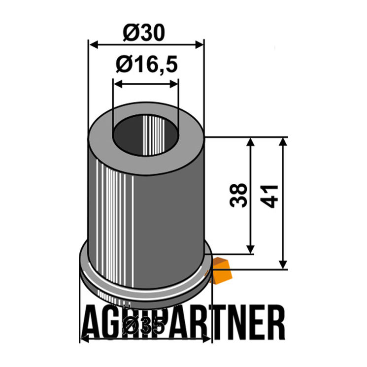 Entretoise Ø16,5x30 mm pour dent de herse rotative BREVIGLIERI E0100129-130, pièce interchangeable