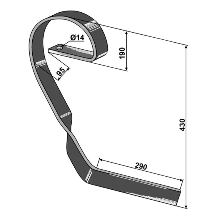 Dent niveleuse HY 70x12 TD droit, pour bineuse UNIVERSEL, 316121 - 904342 - 35310058, pièce interchangeable