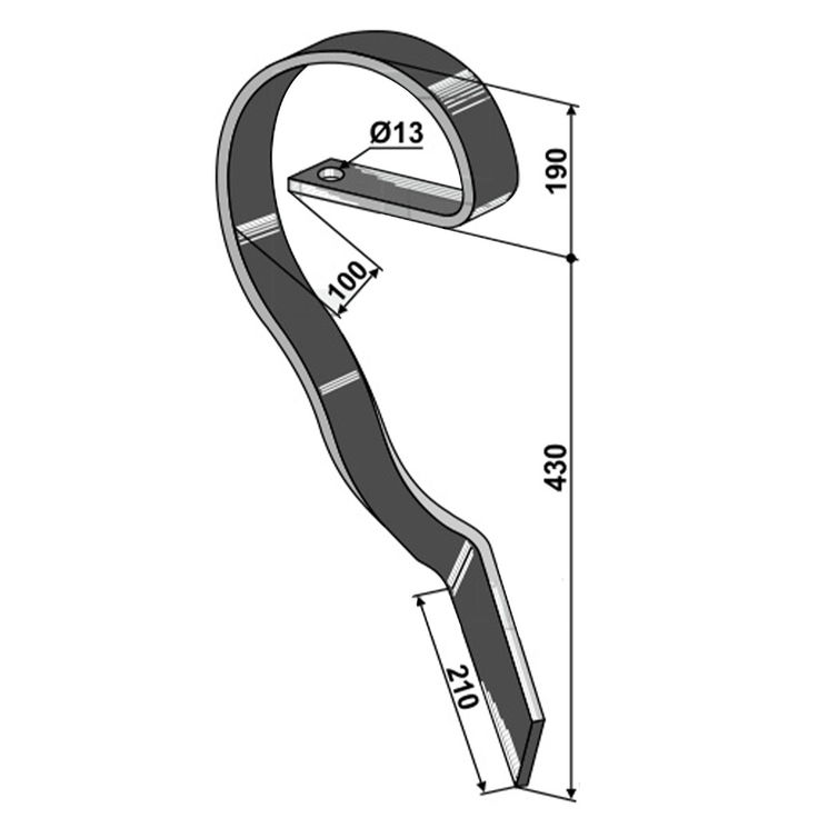 Dent niveleuse HQ 60x10, TD gauche, pour bineuse UNIVERSEL, 316111 - 506220 - 35310057, pièce interchangeable