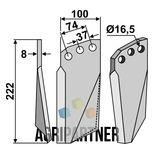 Décrottoir 100x8, pour rototiler Kuhn, 523253, gauche, pièce interchangeable