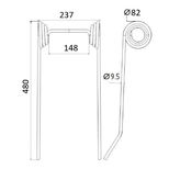 Peigne double griffe, fil 9,5mm, pour herse MORRIS, pièce interchangeable