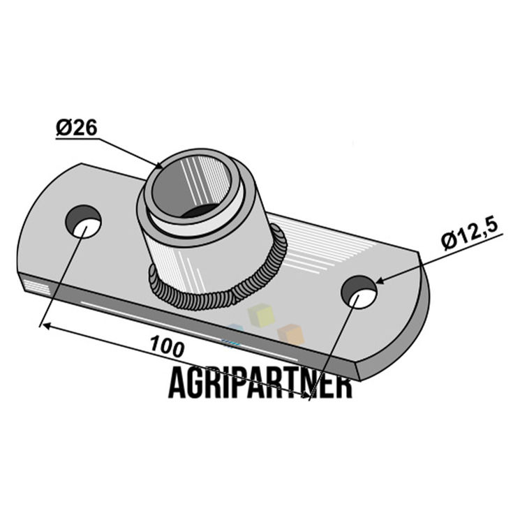 Palier de bride avec entretoise emboîté Ø26 mm, entraxe 100 mm, pour rouleaux cage à barres crénelées