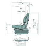 Siège de tracteur pneumatique 12V basse fréquence, tissu, assise 48 cm, avec accoudoirs et appuie-tête, AS2480, PROBOSS