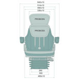 Siège de tracteur pneumatique 12V basse fréquence, tissu, assise 48 cm, avec accoudoirs et appuie-tête, AS2480, PROBOSS