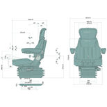 Siège de tracteur pneumatique 12V basse fréquence, tissu, assise 51 cm, avec accoudoirs et appuie-tête, AS3510, PROBOSS