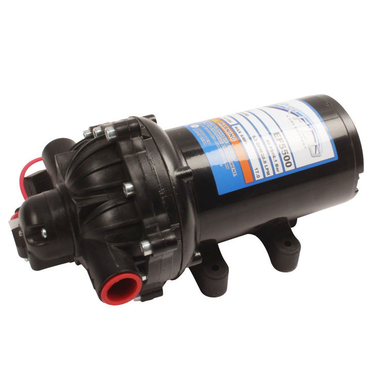 Pompe Everflo EF5500 20,8 l/min-4,1 bar, 12V, pour pulvérisateur, amorçage automatique jusqu'à 1,2 m, entrée et sortie tuyau 3/8"