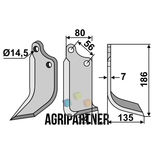 Lame de fraise droite 186x80x7mm, pour rotalabour MASCHIO - GASPARDO, 02108432, pièce interchangeable