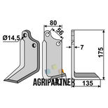 Lame droite 175x135 mm, plaque 80x7 mm, pour rotalabour MASCHIO - GASPARDO, 02108430, pièce interchangeable