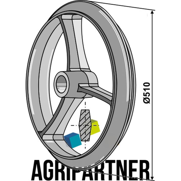 Roue lisse Ø510x50 mm, Cambridge, fonte GG20, UNIVERSEL, pièce interchangeable 