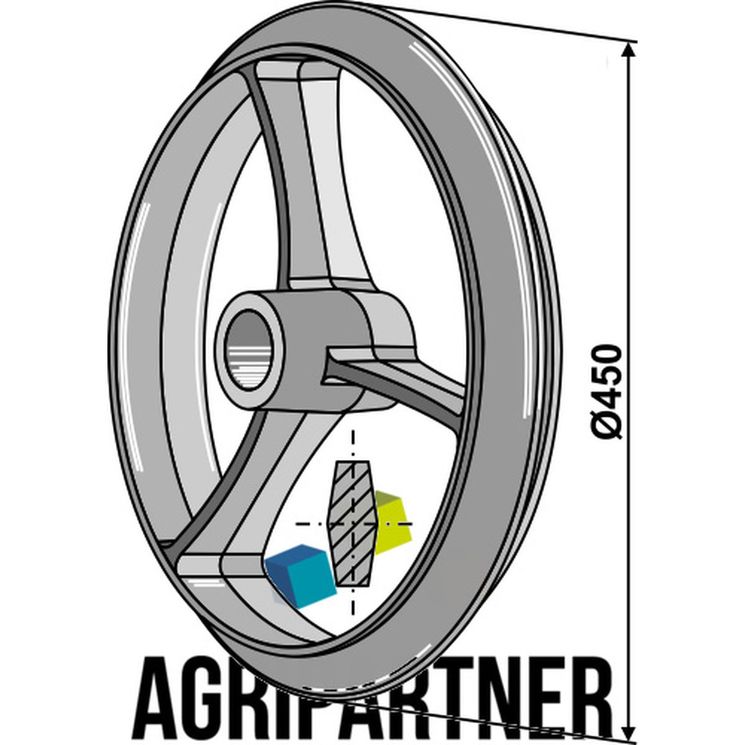 Roue lisse Ø450x50 mm, Cambridge, fonte GGG50, UNIVERSEL, pièce interchangeable