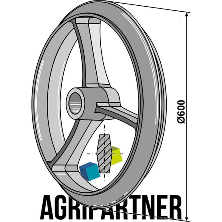 Roue lisse Ø600x60 mm Cambridge, fonte GGG60, UNIVERSEL, pièce interchangeable