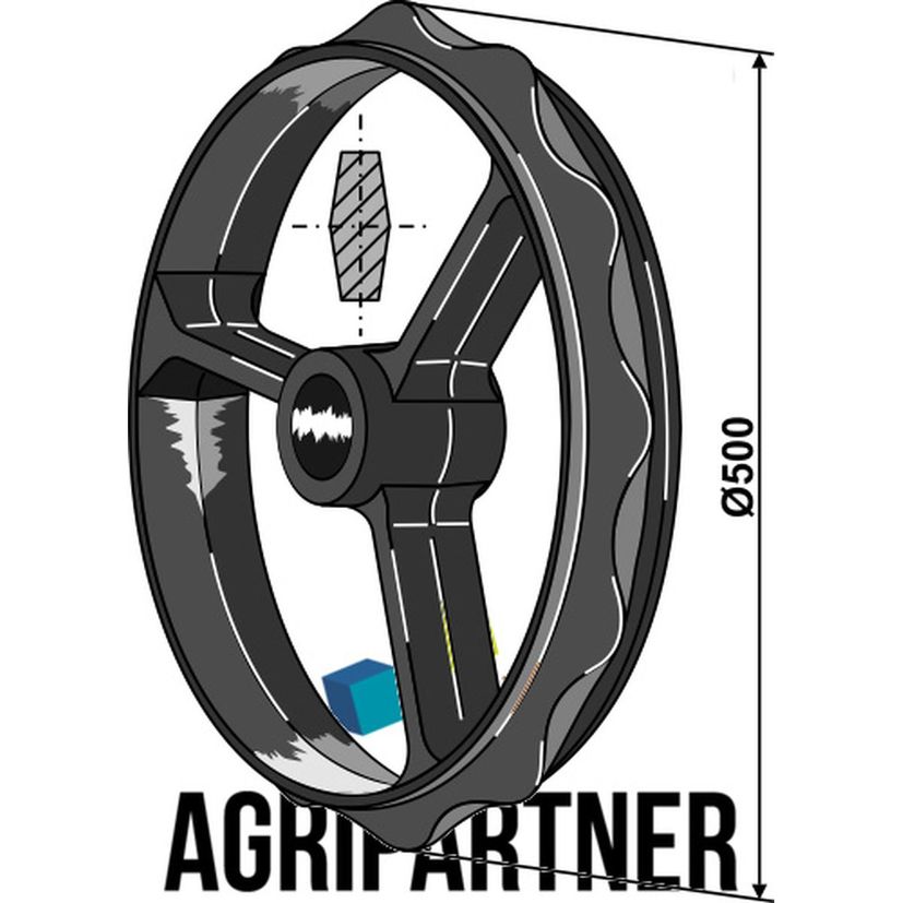 Roue ondulée Cambridge Ø500x50 mm, pour rouleau Dal-Bo, 15168, pièce interchangeable