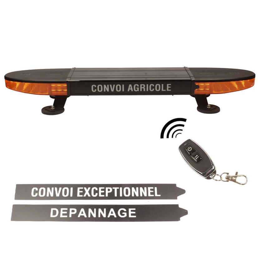 Rampe gyrophare LED sans fil, convoi agricole, fixation magnétique, homologuée R65-R10