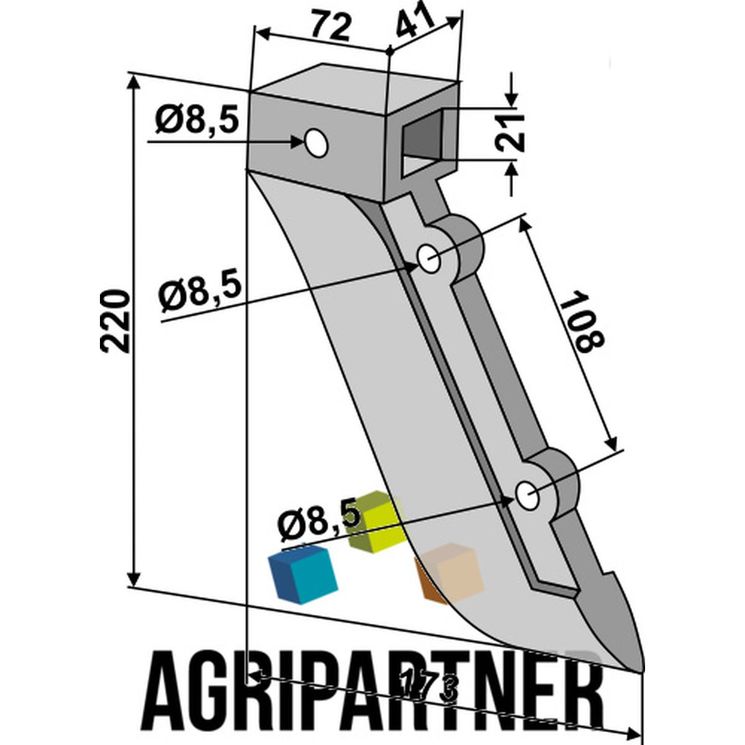 Soc de semis 220x173 mm, entraxe 108 mm, trous 8,5 mm, pour semoir BECKER, 200237699, 237699, pièce interchangeable