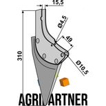 Soc 310 mm, entraxe 49 mm, trous Ø 4,5 / 10,5 mm, écartement 15,5 mm, pour semoir KLEINE, KL810187, 19-461-25 - 1946125, pièce interchangeable