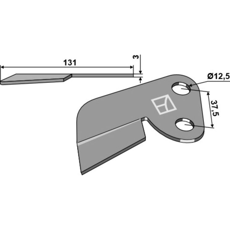 Décrottoir, Racloir 131x3mm Ø12,5 entraxe 37,5mm pour LEMKEN, droit, 34910004, pièce interchangeable