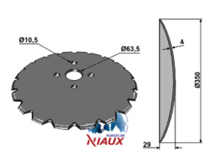 Disque semeur, 350x4mm, 90085510Z, pour semoir Rabewerk, NIAUX 200