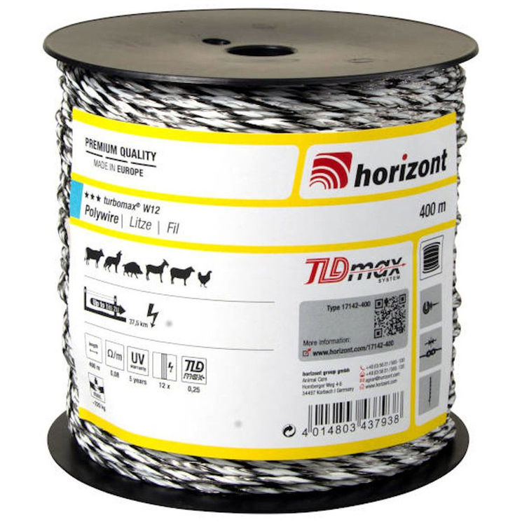 Fil Turbomax W12 400 mètres HORIZONT, polyéthylène renforcé contre UV, capacité environ 220 kg