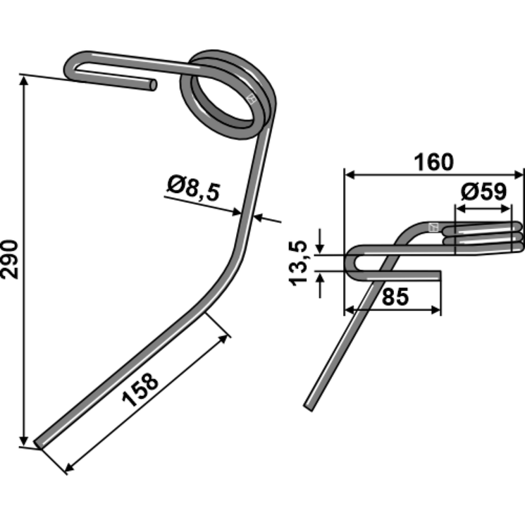 Peigne simple griffe fil 8,5mm pour semoir KUHN, 53068500, pièce interchangeable