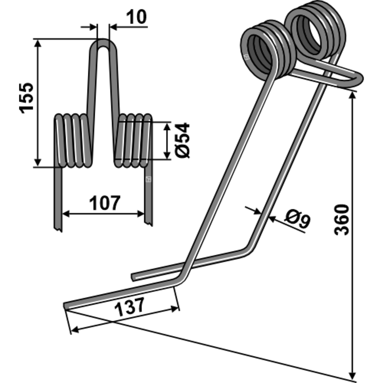 Peigne double griffe fil 9mm pour semoir KUHN, K3005740, pièce interchangeable