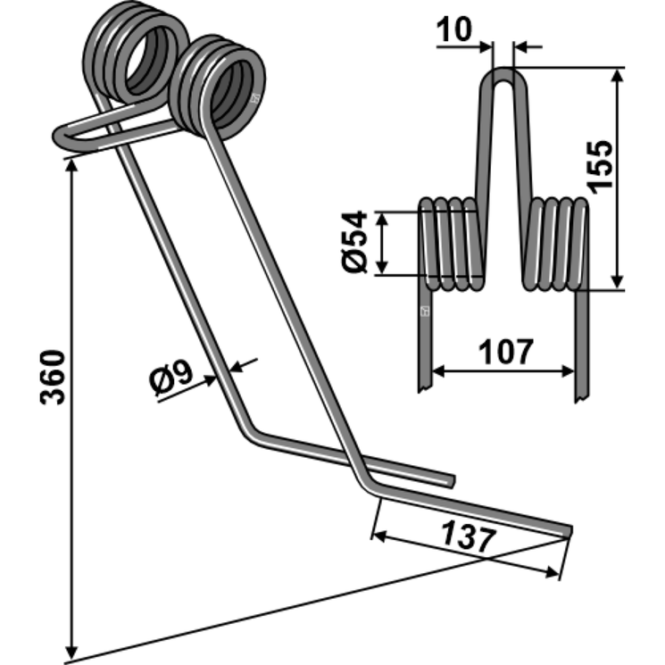 Peigne double griffe fil 9mm pour semoir KUHN, K3005750, pièce interchangeable