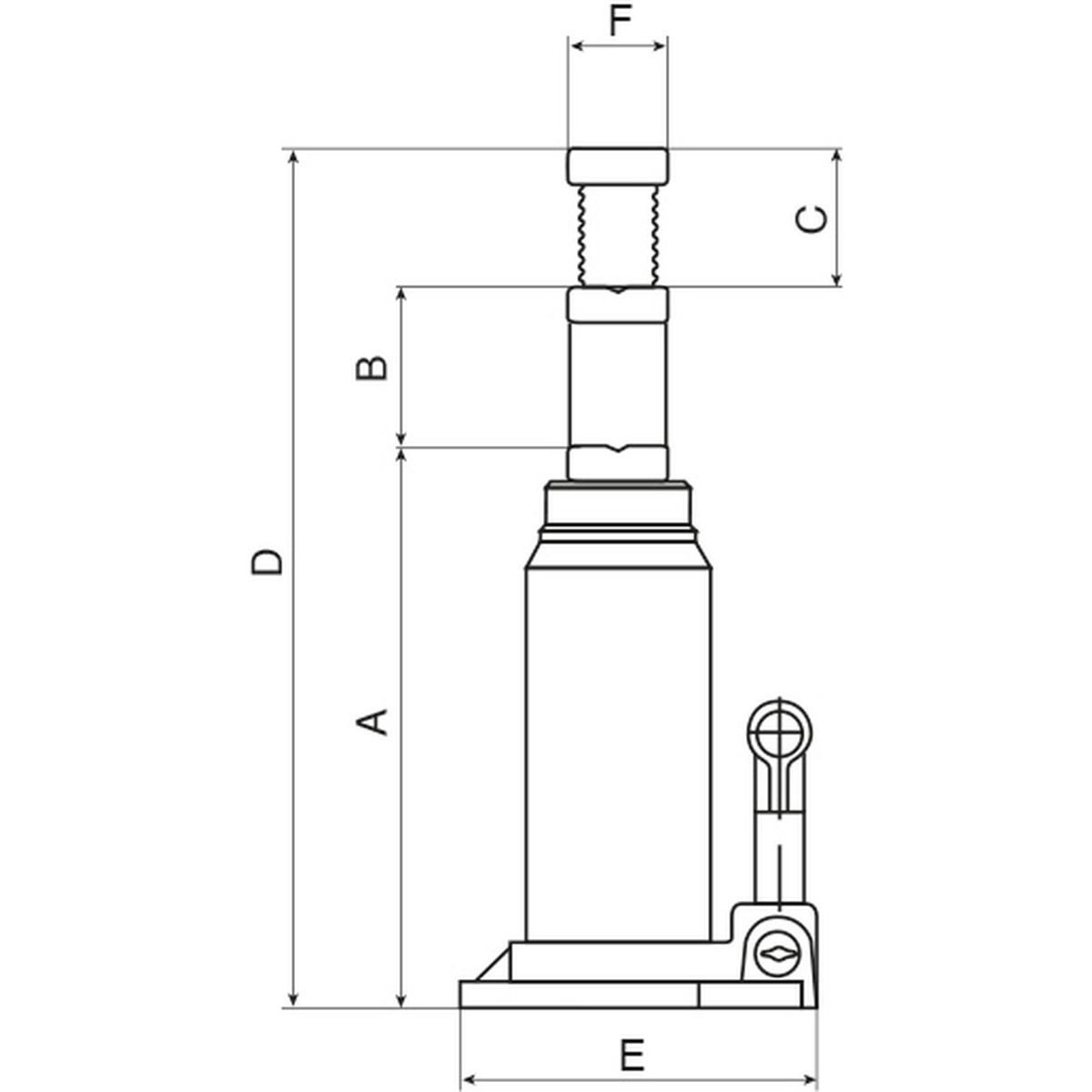 Cric bouteille hydraulique 20 T hauteur maxi 457 mm - D18043